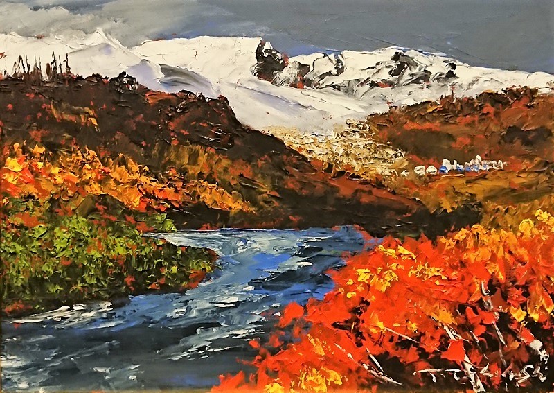 絵画油彩画高橋哲夫青森県弘前市岩木山