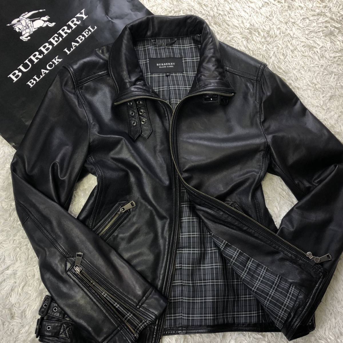 BURBERRY BLACK LABEL シングルライダースジャケット M 【公式通販】