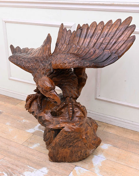 鷹 一本木 彫刻置物