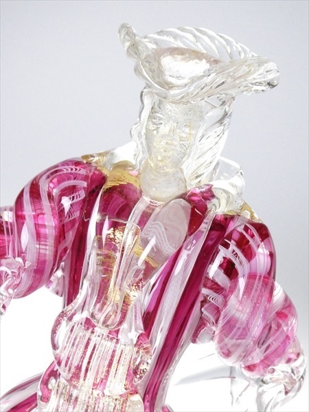 ☆ムラーノ☆ベネチアングラス☆バラリンレース／金彩☆大型 フィギュ