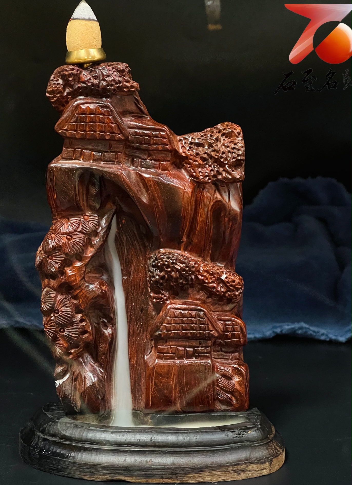 実家の蔵 天然大理石 玉をくわえた龍の彫刻 古い判材 判子