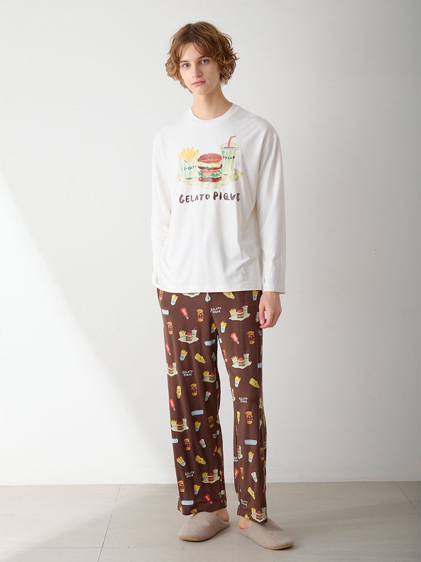 ヒラノトシユキ】【HOMME】ハンバーガー総柄ロングパンツ(ロングパンツ