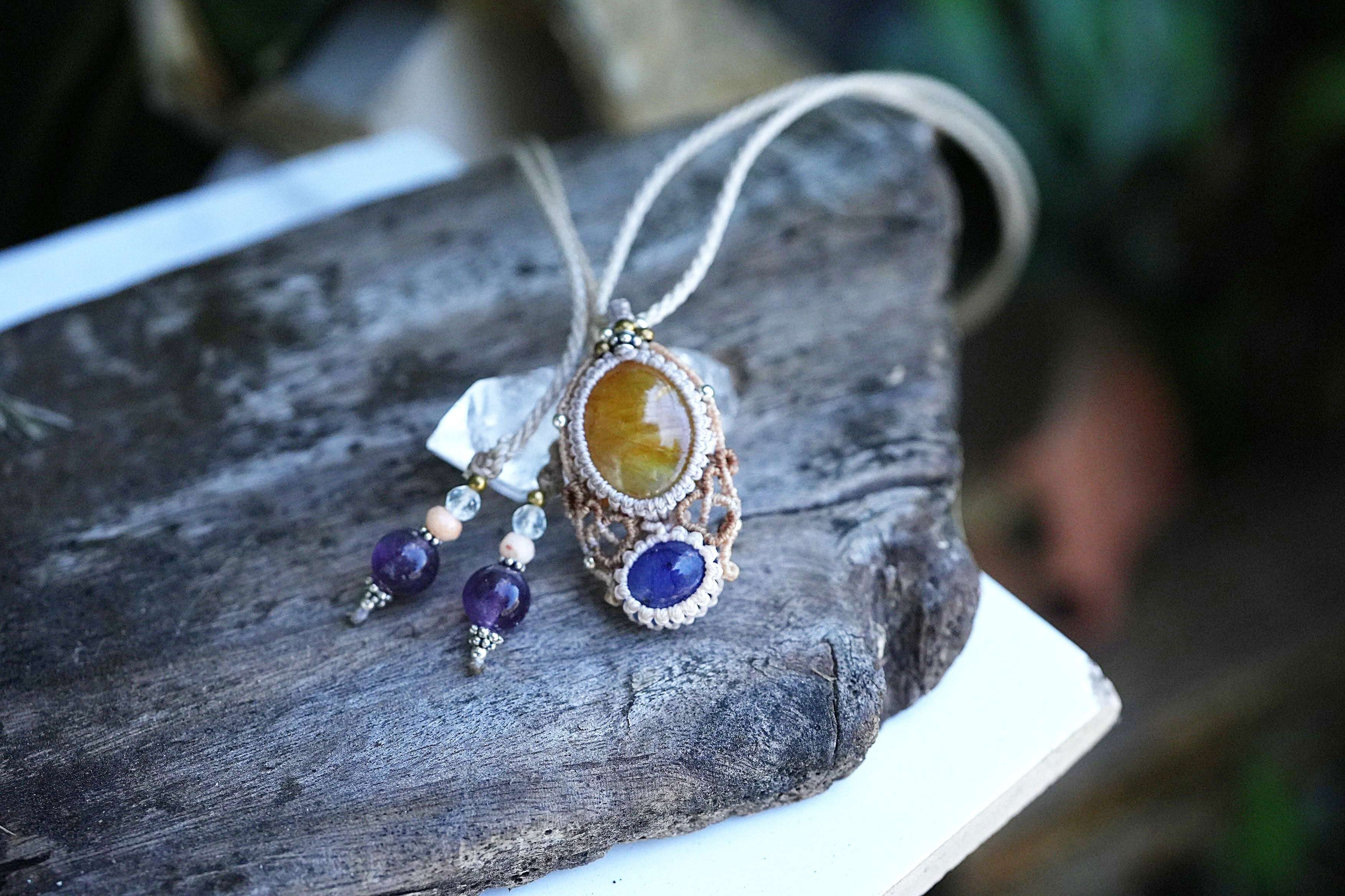 handmade_Luna】マクラメ× アメシスト ネックレス【2点セット