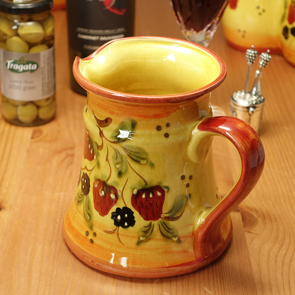 ポルトガル製 陶器 ウォーターピッチャー ストロベリー柄 手描き 食器