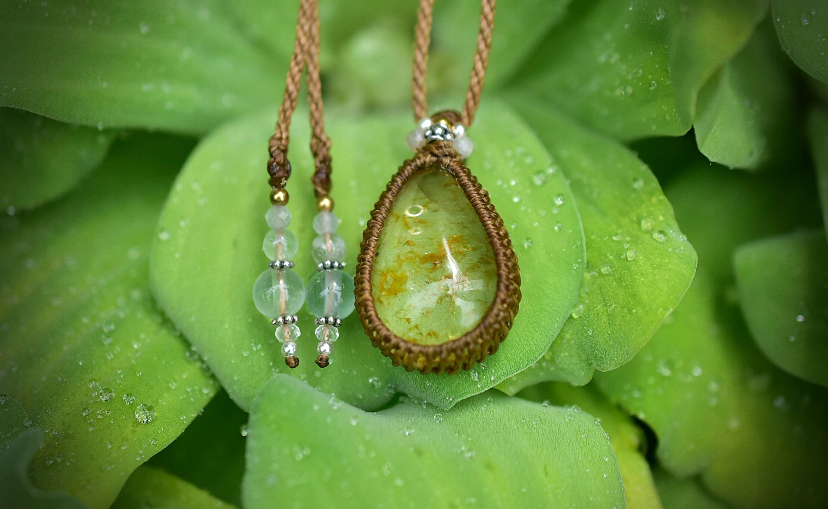 黄金雫☆イエローガーデンクォーツ マクラメネックレス748 - 【Funky