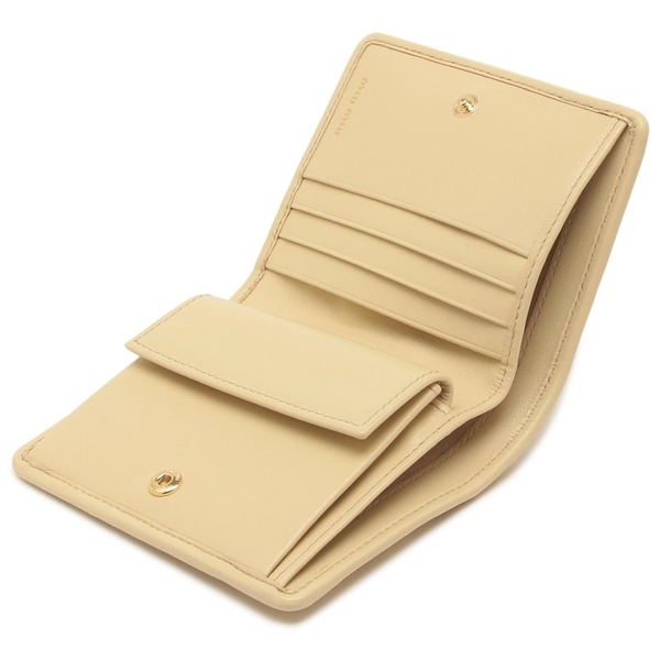 ミュウミュウ 二つ折り財布 マテラッセ ベージュ レディース MIU MIU