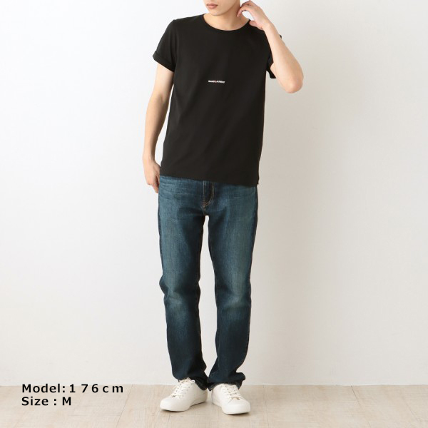 サンローランパリ Tシャツ トップス ロゴ ブラック メンズ SAINT