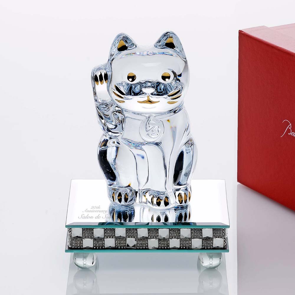 Baccarat バカラ まねき猫 Mサイズ 座布団付き・ミラー台座 Lサイズ