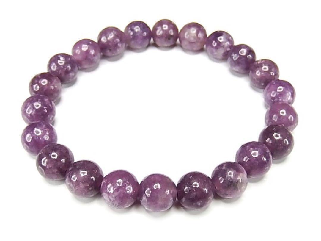 AAA濃い目紫レピドライト約8.5mmブレスレット精神安定天然石石街