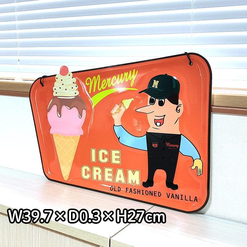 ブリキ看板 MERCURY アイスクリーム メタルサイン 可愛い アメリカン