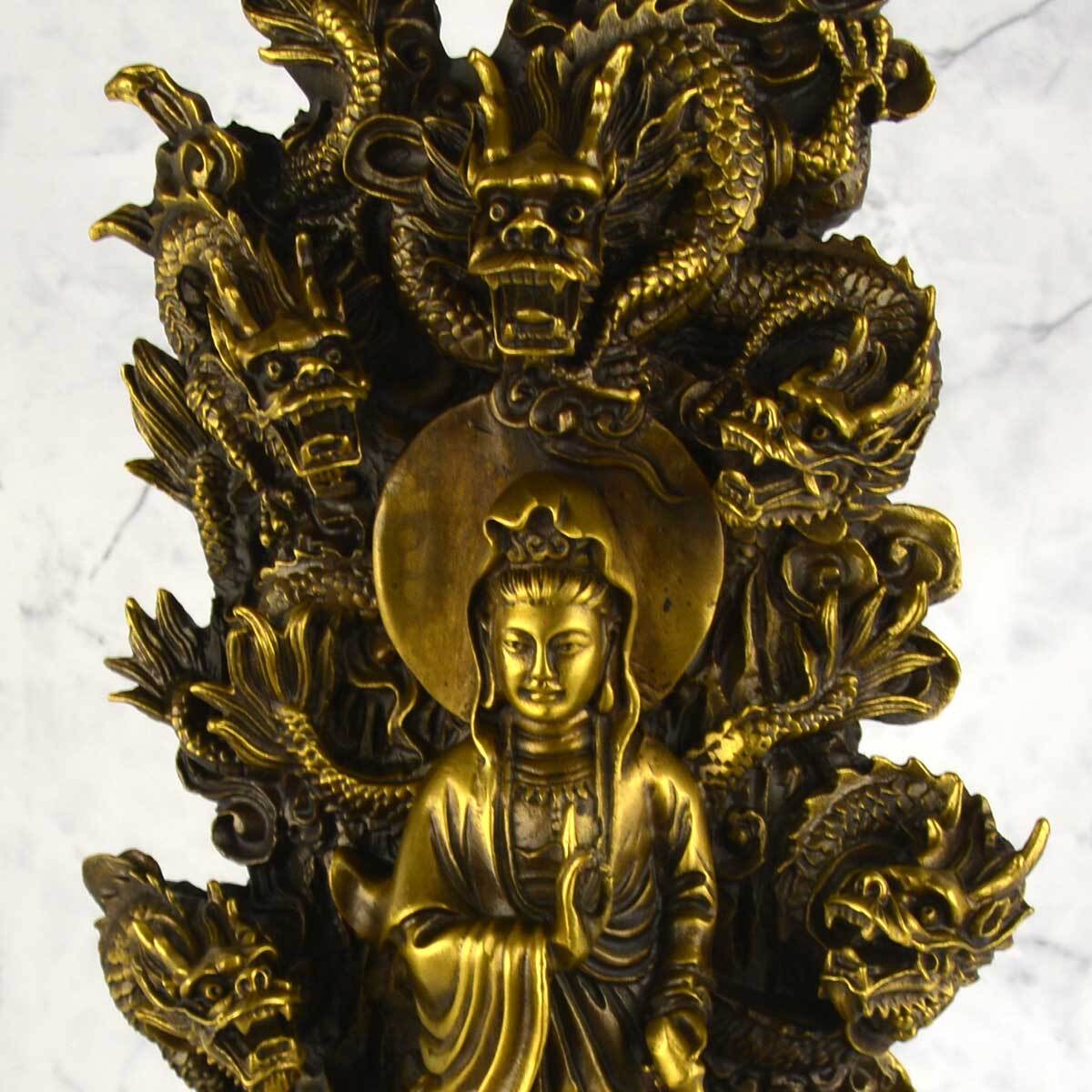 九龍観音 龍の置物 観音像 九頭龍 風水 龍 置物 金 風水グッズ 玄関 四