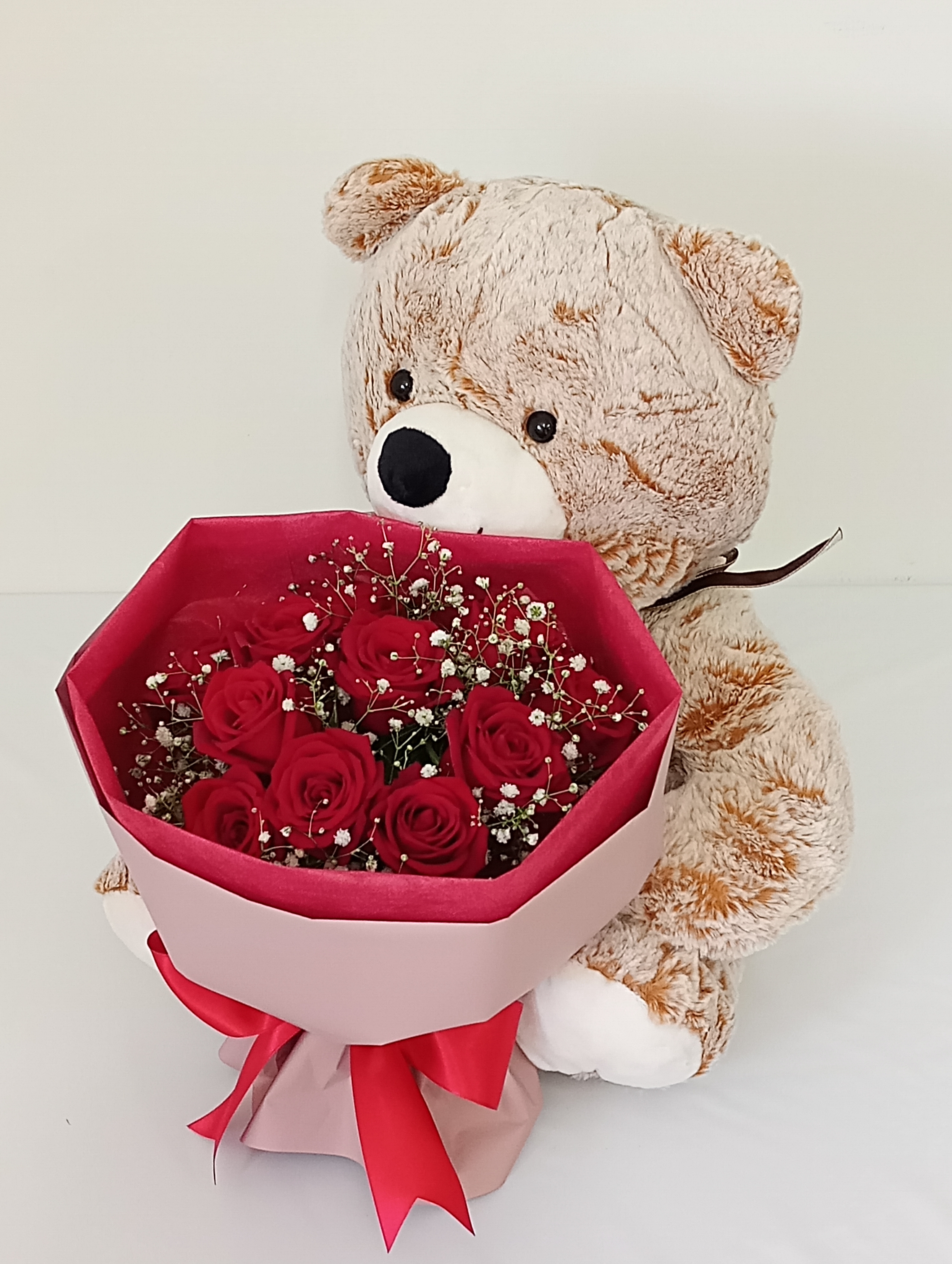 くまのマックスと1ダースのバラ】大きいクマのぬいぐるみ【ぬいぐるみ