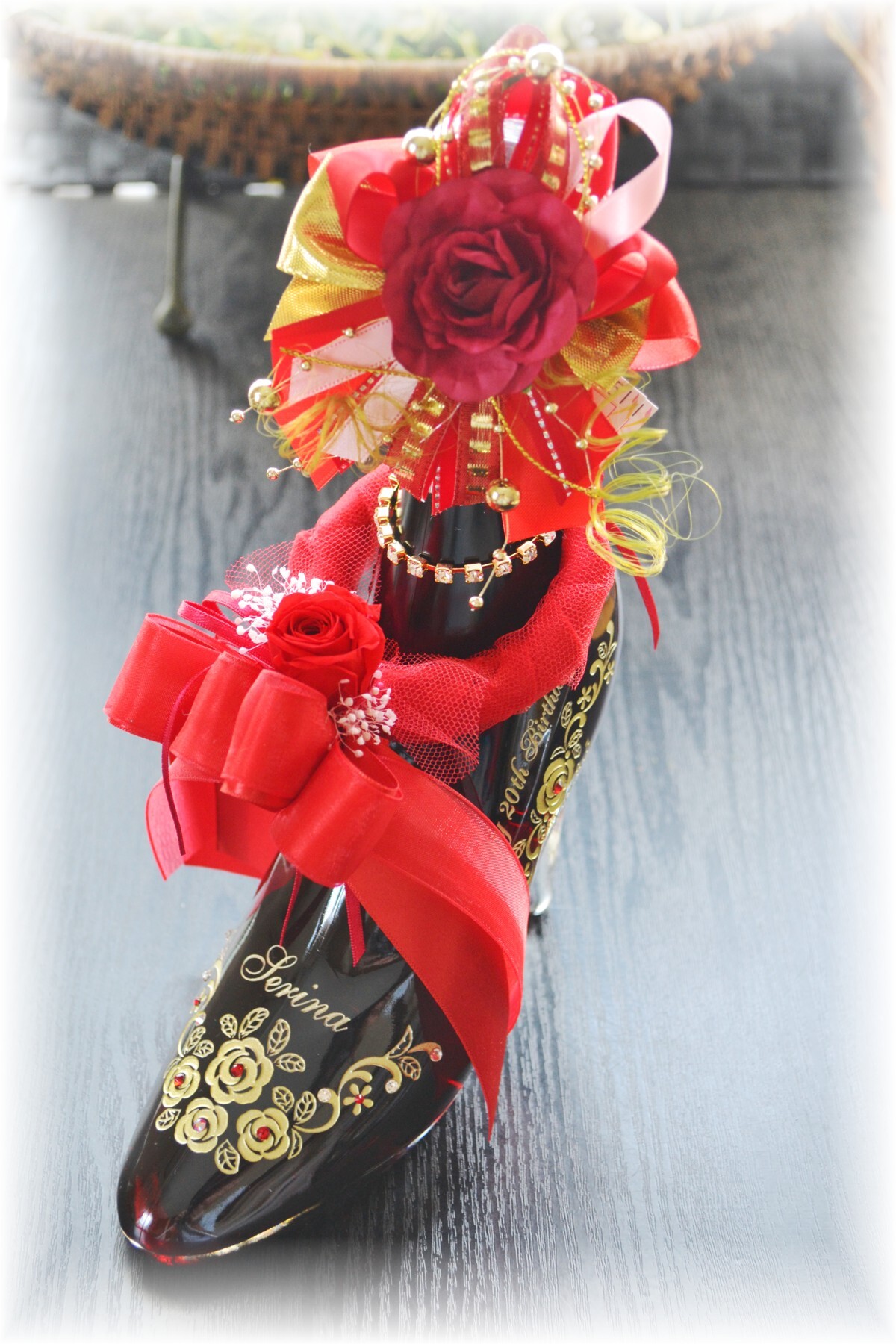 送料無料』名入れリキュール・シンデレラシュー誕生日サプライズ・名