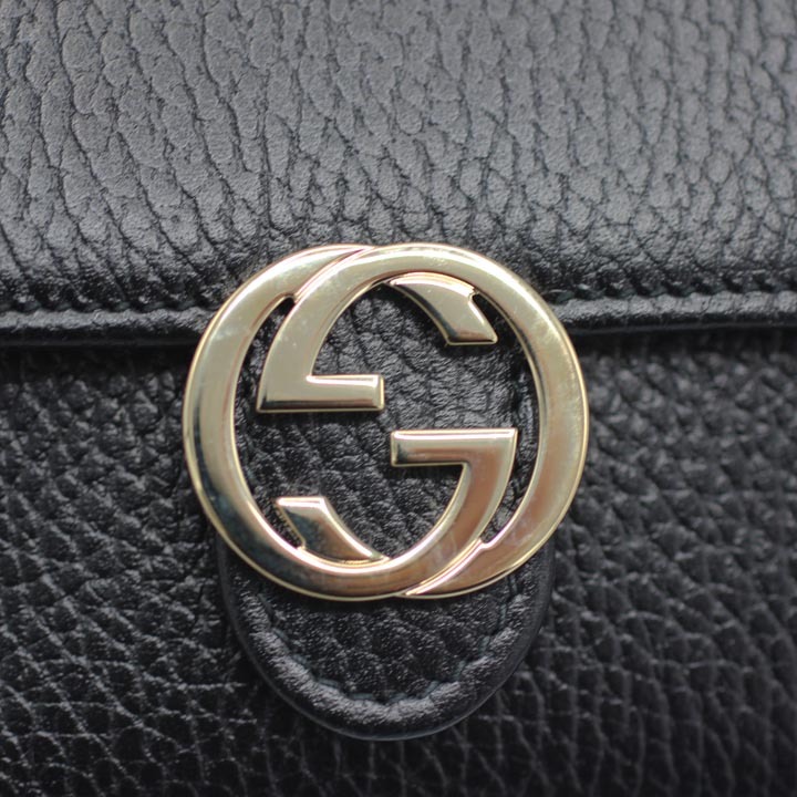 グッチ GUCCI 615525 CAO0G 1000 Wホック折財布 ブラック 黒 インター