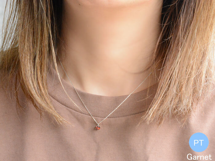 ネックレス プラチナ レディース シンプル 一粒 ガーネット プラチナ