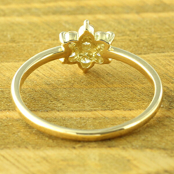 指輪 ダイヤモンド フラワーリング 18金 k18 18k イエローゴールド
