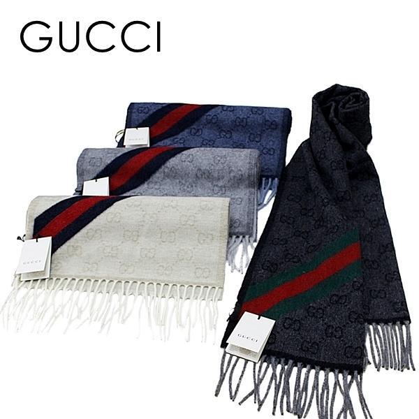 ラッピング袋つき グッチ GUCCI ウール マフラー メンズ 父の日