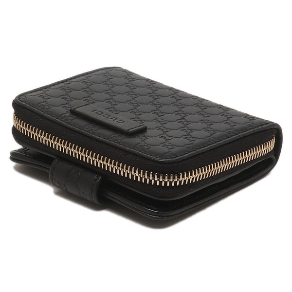 グッチ アウトレット 二つ折り財布 GGレザー ミニ財布 ブラック