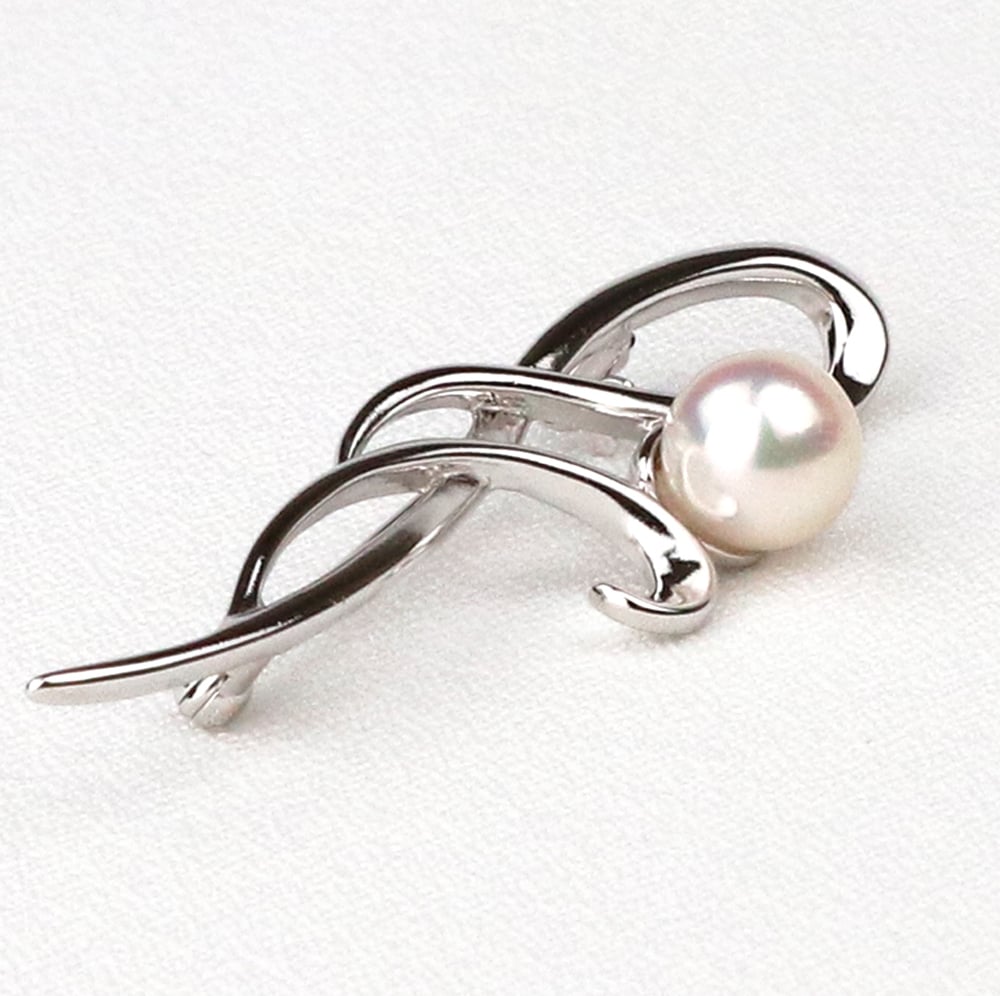 パール ブローチ シンプル あこや 真珠 シルバー SV925 ホワイト 7.5