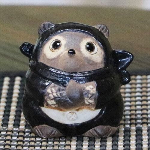 信楽焼 4色から選べる たぬき 高さ6cm 置物 陶器 縁起物 忍者たぬき