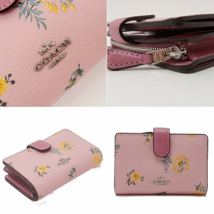 コーチ COACH 財布 レディース 二つ折り財布 レザー フローラル 花柄