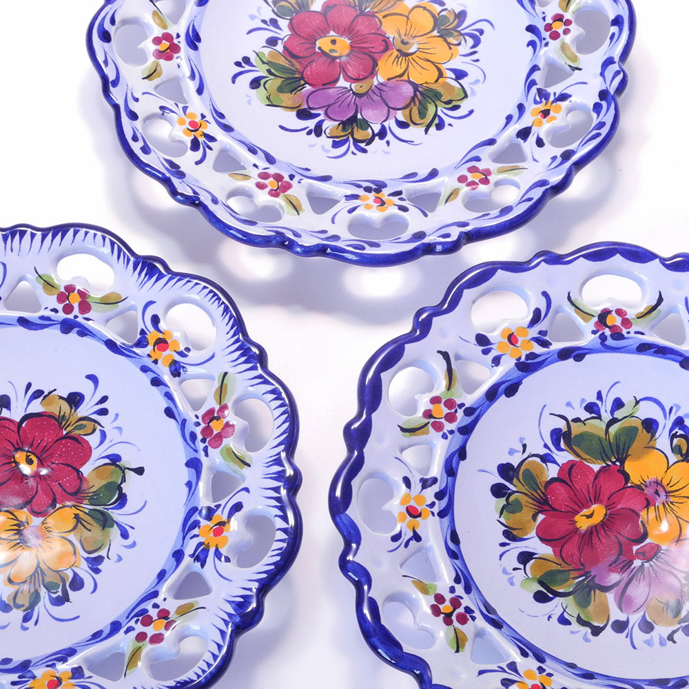 ヨーロッパ ポルトガル製 アルコバッサ 飾り皿 花柄 インテリア