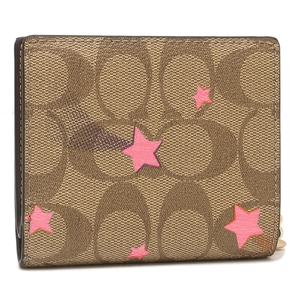 コーチ アウトレット 二つ折り財布 シグネチャー 星柄 カーキ マルチ