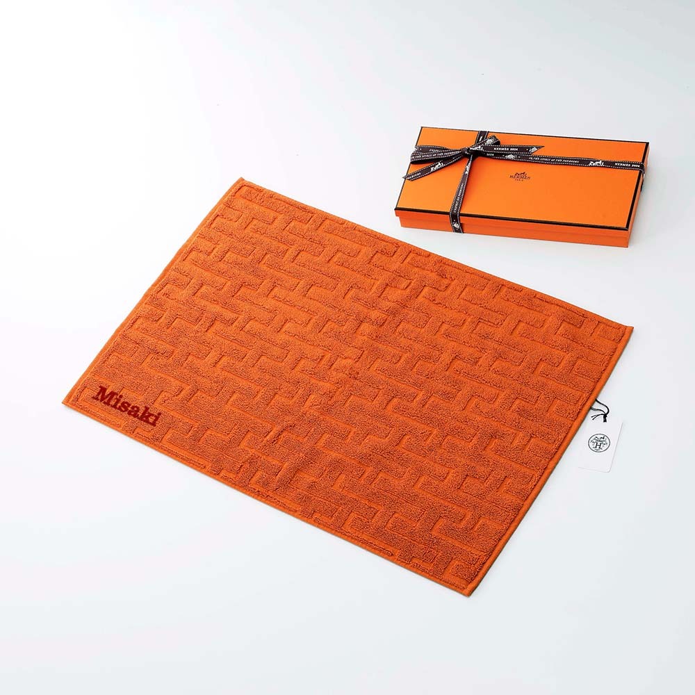 HERMES エルメス ゲスト タオル ステアーズ オランジュ・フー 名入れ代
