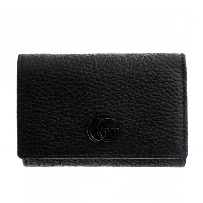 GUCCI / GGマーモント/3つ折り財布/レザー/BLK/レディース グッチ