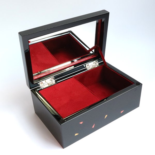 名入れ】人気曲・30弁高級オルゴール・会津塗宝石箱(S)黒5.0角・職人