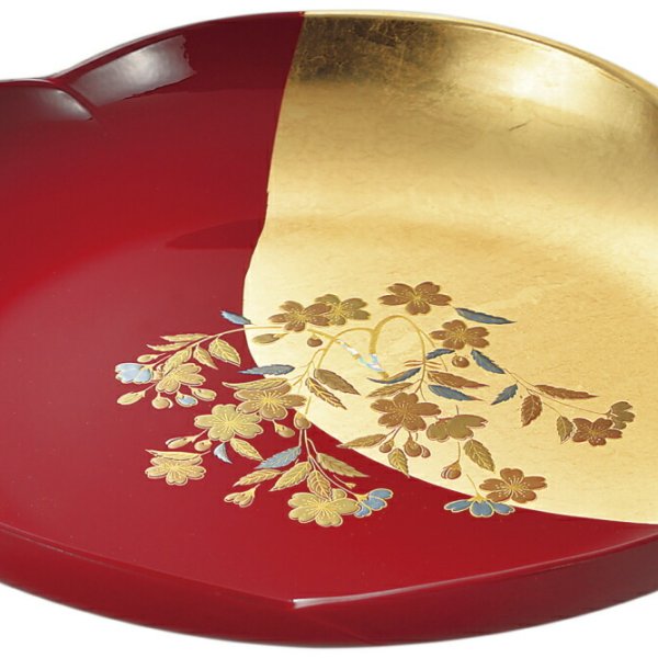 送料無料】 山中漆器 さくら 9.0盛鉢（金沢箔 工芸品 菓子 漆器 蒔絵
