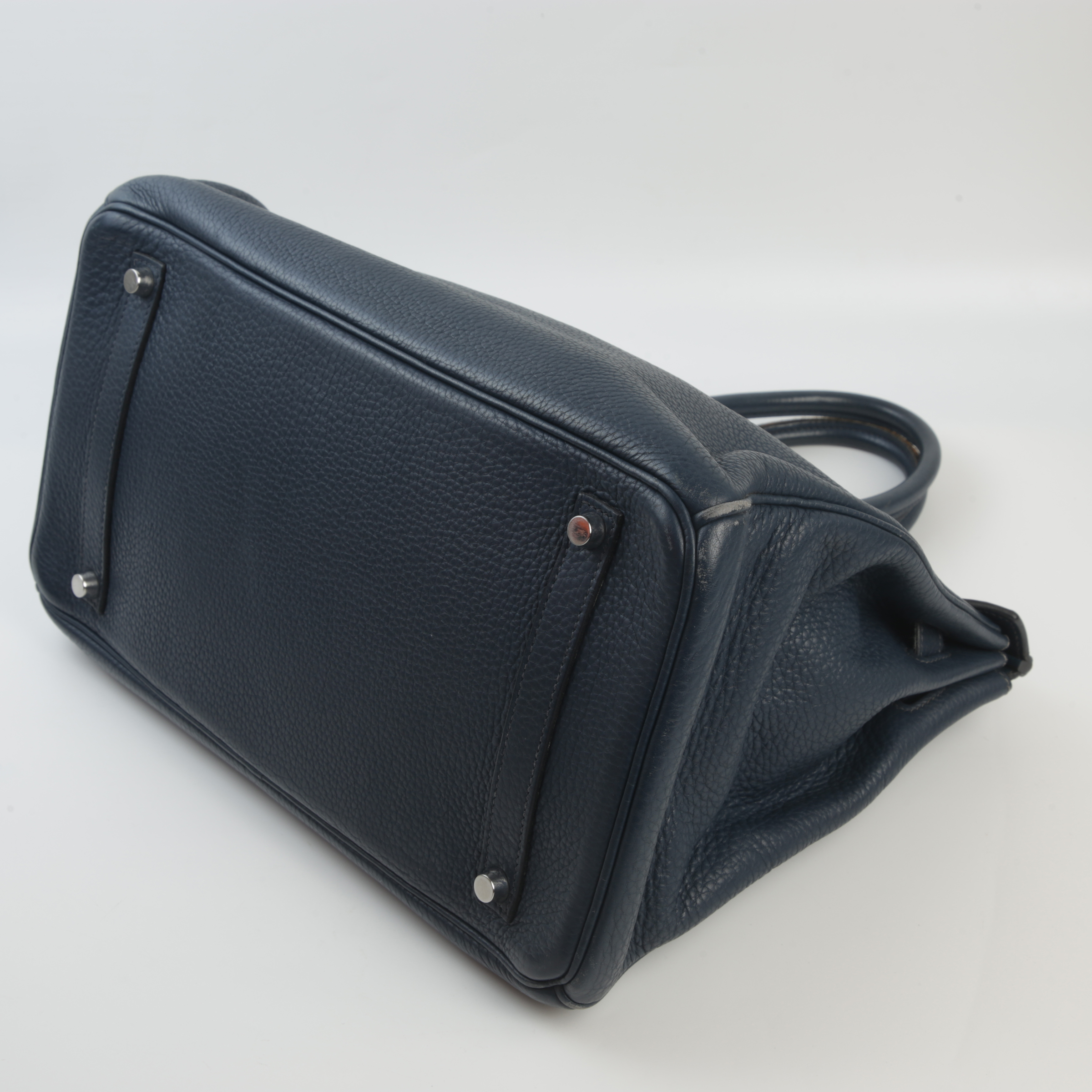 Fair ( Rank B ) HERMÈS Birkin 35 Navy (7U) Togo Palladium hardware