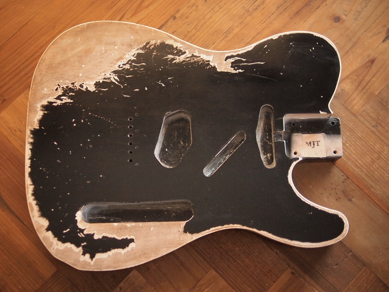 MJT Top Bound Telecaster Body - Black - Alder - Super Heavy Relic