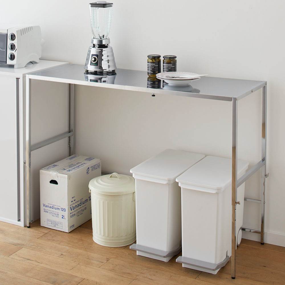 幅と高さが伸縮できるステンレス作業台 幅76～120 奥行45cm 通販