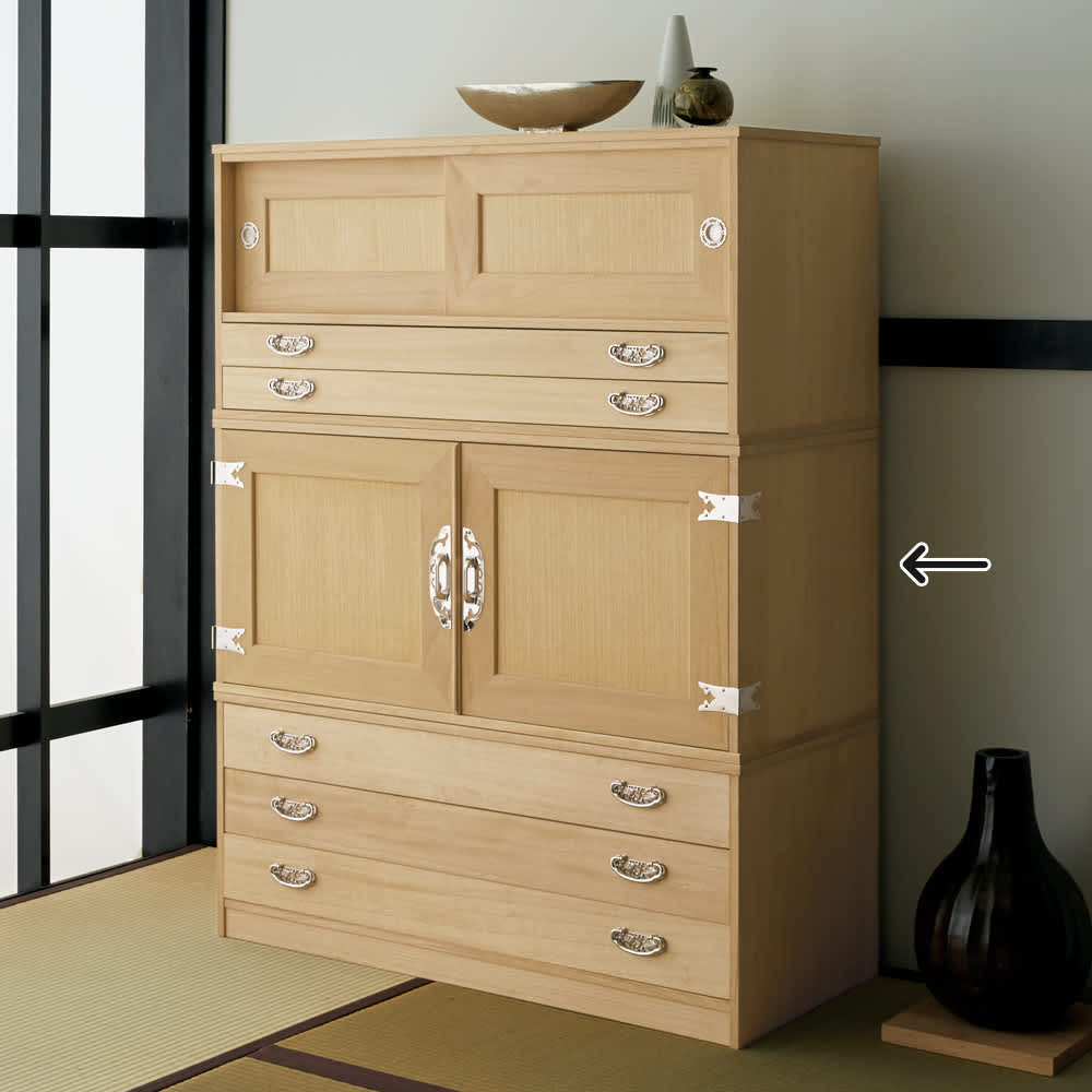 本格派の着物収納】総桐着物収納ユニットタンス 上台扉タイプ 高さ45cm