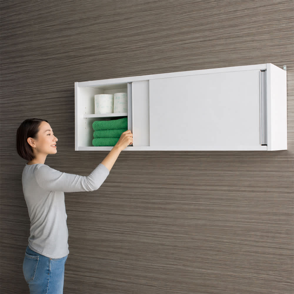 光沢仕上げ吊り戸棚 横型引き戸タイプ 幅90cm高さ40cm 通販 - ディノス