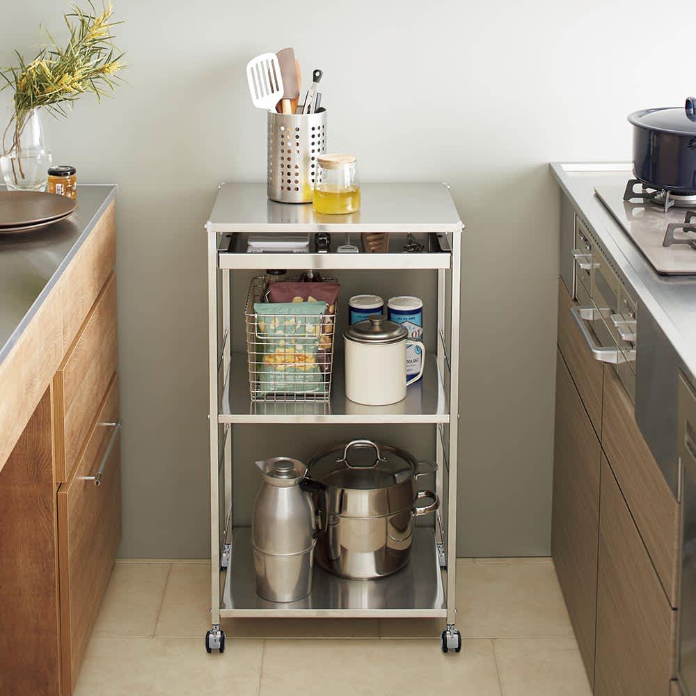 ステンレス作業台ワゴン 引き出し1杯タイプ 幅50cm 通販 - ディノス