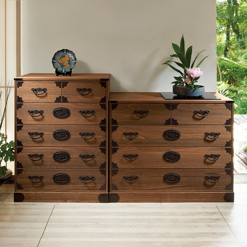 筑後民芸和風チェストミニたんす75小箱Ⅲ型天然木(けやき)引出し