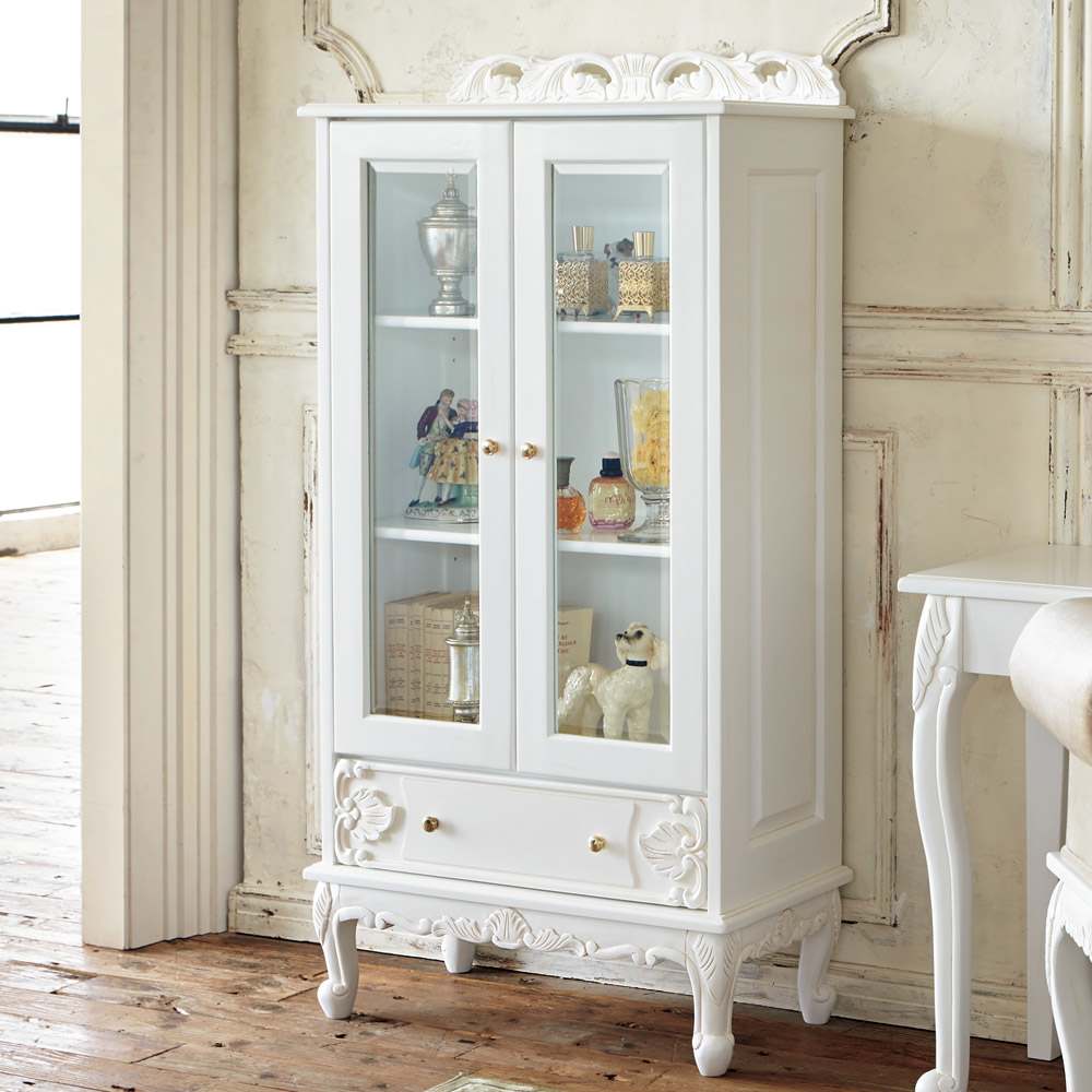 アンティーク クラシック シリーズ ガラス扉キャビネット 幅70cm 通販