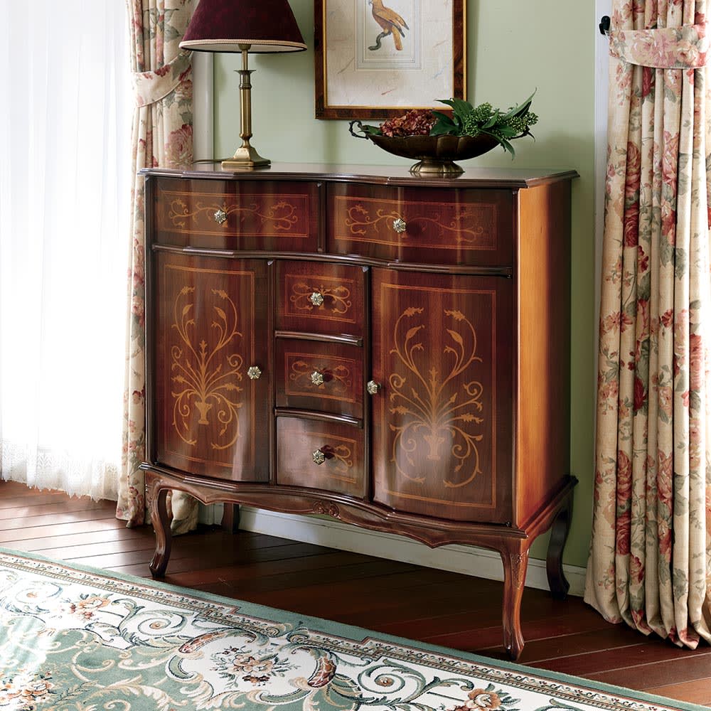 象嵌 5段チェスト 猫脚 イタリア製 高級チェスト