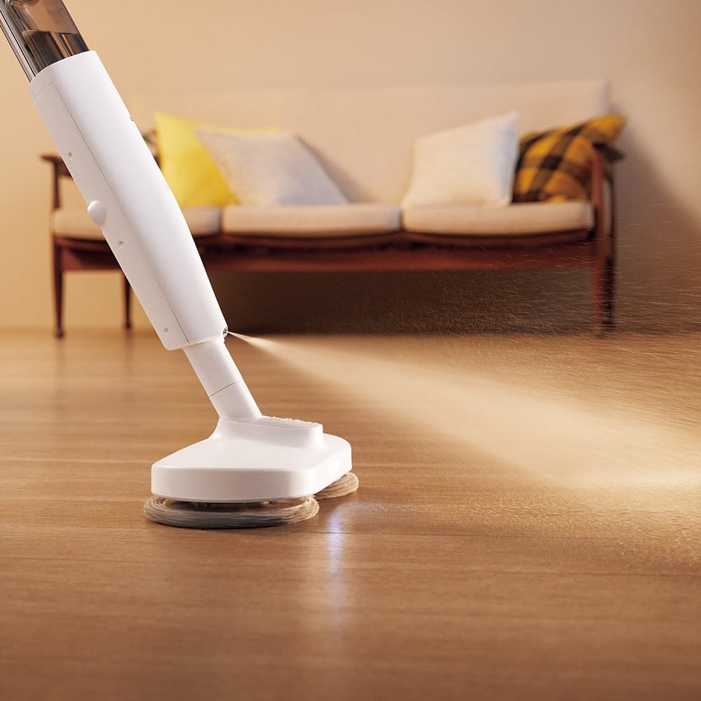 長さ調節可能なコードレス回転モップ 乾湿両用 スプレー機能
