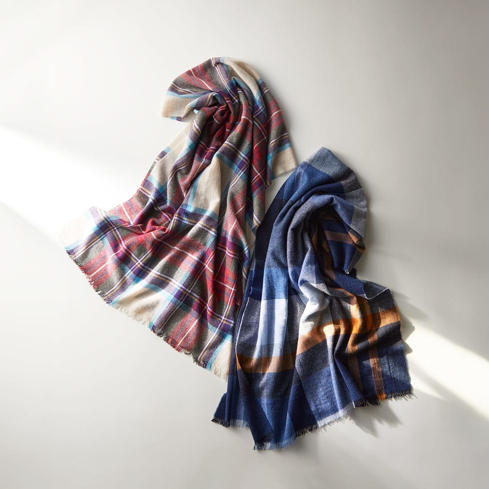 Johnstons of Elgin カシミヤマフラー チェック柄大判