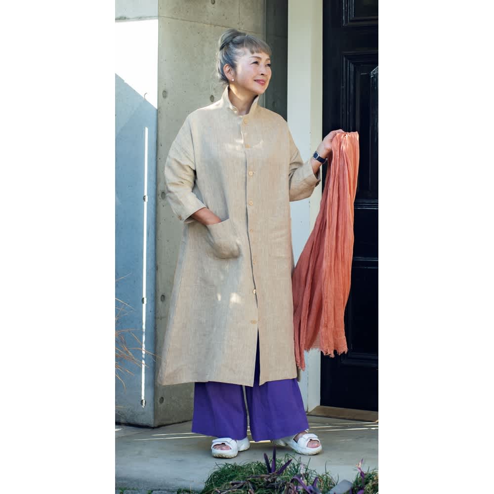 吉谷さんデザイン 麻のガーデンアトリエコート 通販 - ディノス