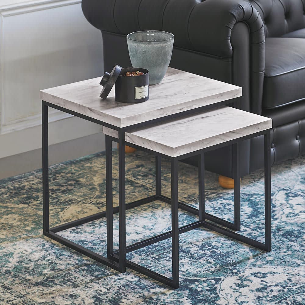 Wood style 大理石調サイドテーブル 【公式通販】