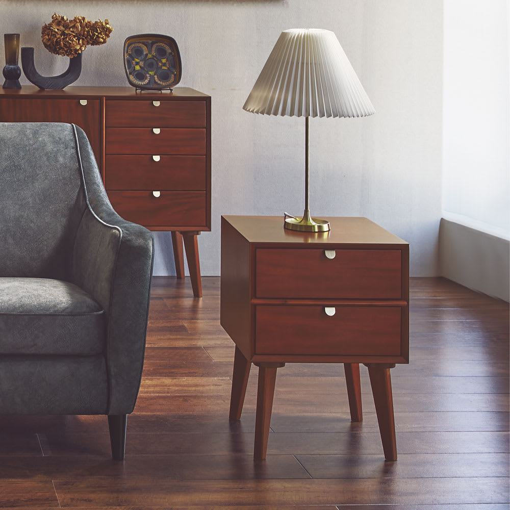 北欧ヴィンテージ風Vカットデザイン サイドテーブル・サイドチェスト