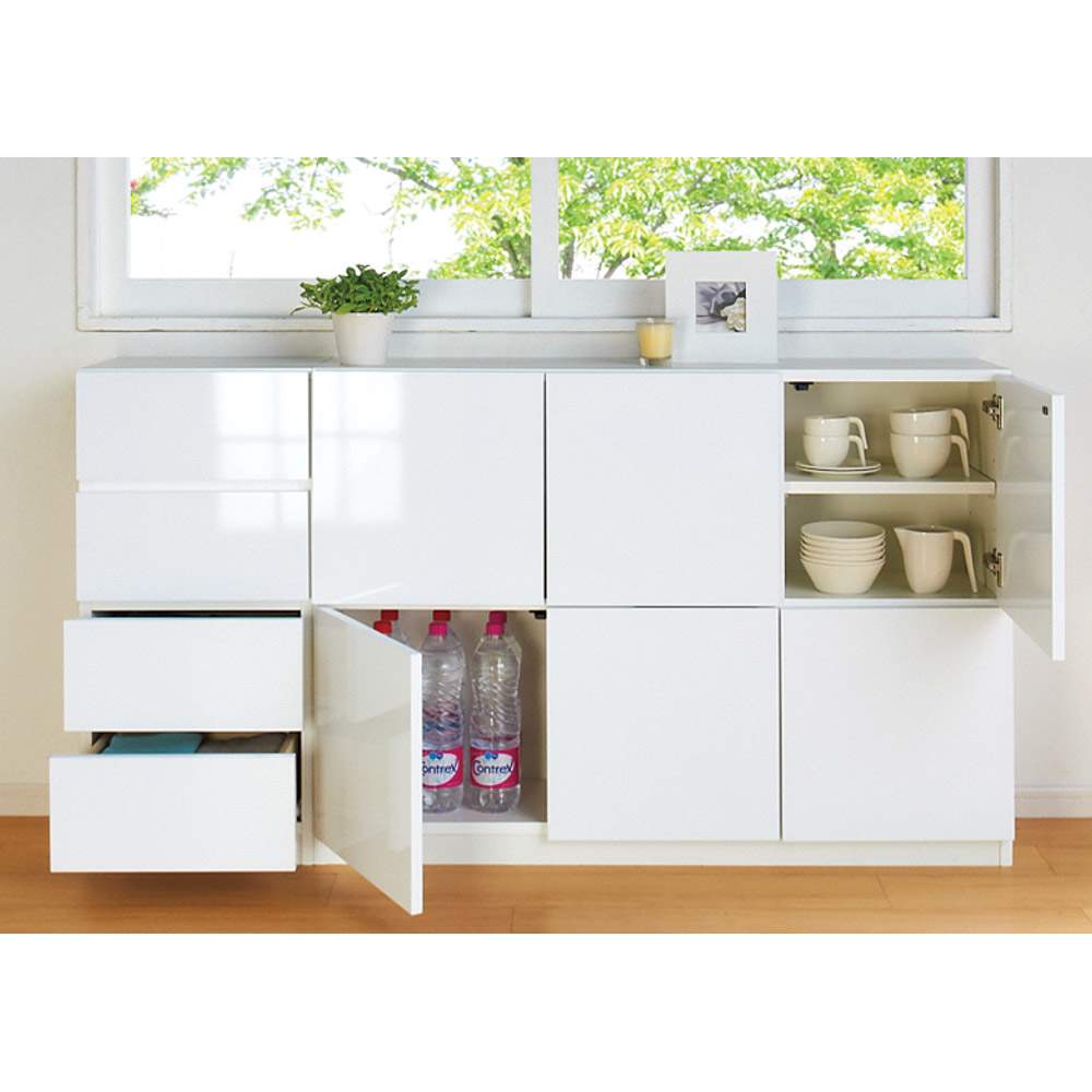 国産！ツヤツヤ光沢が美しい 薄型スクエアキャビネット（奥行22cm