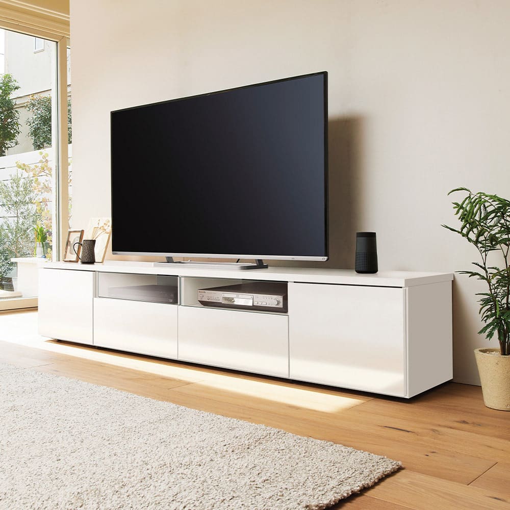 新品 大型テレビ対応 鏡面仕上げ ハイタイプテレビボード テレビ台