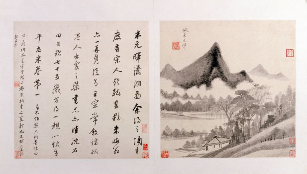 時代物 董其昌「山水図掛け軸精品」中国明代書画家 唐物 唐本 中國美術