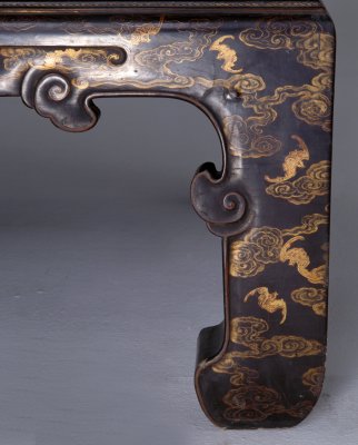 漆器文箱 金粉風景画 紫色内装 漆器文箱 金粉風景画 紫色内装 紫漆描金