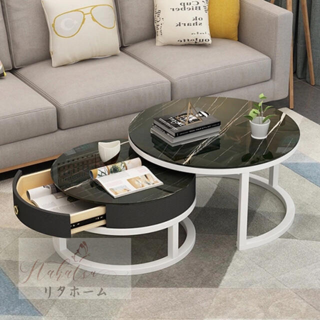 高級寝室用テーブル ．大理石ローテーブル リビングテーブル センター